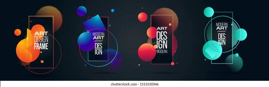 vector illustration. A minimalistic hipster colored frame design. Vector line gradient halftone. frame for text Modern Art graphics. 