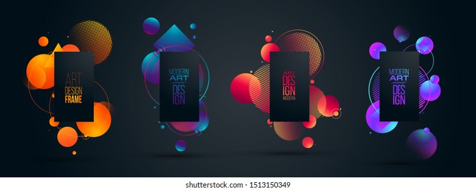 vector illustration. A minimalistic hipster colored frame design. Vector line gradient halftone. frame for text Modern Art graphics. 