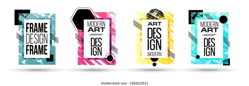 vector illustration. A minimalistic hipster colored frame design. Vector line gradient halftone. frame for text Modern Art graphics. design business cards, invitations, gift cards, flyers ,brochures