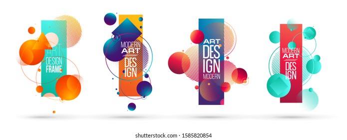 vector illustration. A minimalistic hipster colored frame design. Vector line gradient halftone. frame for text Modern Art graphics. 