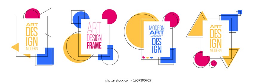 vector illustration. A minimalistic hipster colored frame design. Vector line gradient halftone. frame for text Modern Art graphics. 