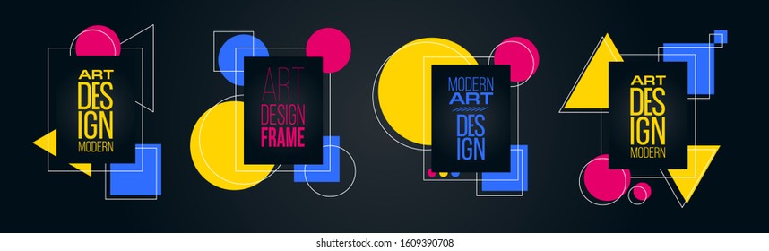 vector illustration. A minimalistic hipster colored frame design. Vector line gradient halftone. frame for text Modern Art graphics. 