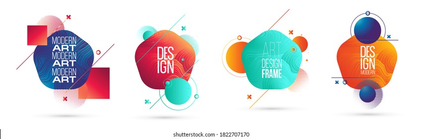 vector illustration. A minimalistic hipster colored frame design. Vector line gradient halftone. frame for text Modern Art graphics. 