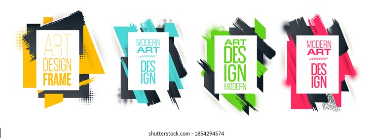 vector illustration. A minimalistic hipster colored frame design. Vector line gradient halftone. frame for text Modern Art graphics. 