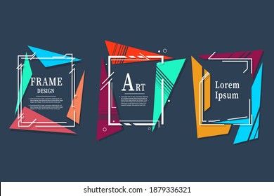 ilustración vectorial. Un diseño minimalista de marco de color hipster. Media tonalidad de gradiente de línea del vector. cuadro para texto Gráficos de arte moderno.