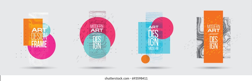 vector illustration. A minimalistic hipster colored frame design. Vector line gradient halftone. frame for text Modern Art graphics. design business cards, invitations, gift cards, flyers ,brochures - Shutterstock ID 693598411