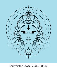 vector illustration of A minimalistic line art of Devi's face