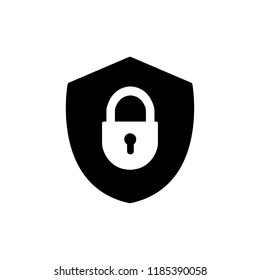 Vector illustration of minimalistic lock in shield icon