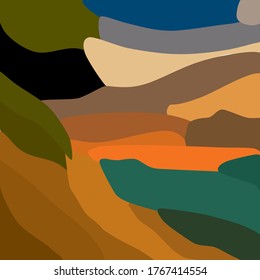 Ilustración vectorial. Margen marino minimalista sobre fondo de puesta de sol.