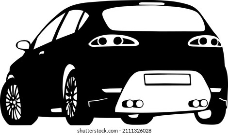 Vector illustration in a minimalistic style, car silhouette, rear view.