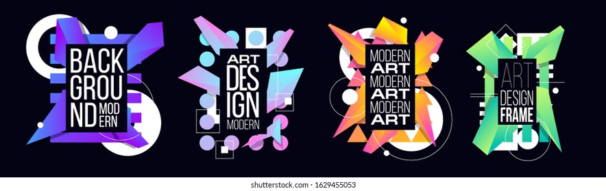 Vector illustration. minimalistic stylish geometric composition of 3d figures and shapes. frame graphic design for text. vector futuristic design with elements cards, invitations,  flyers, poster