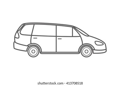 Vector illustration of a minivan, family car. Original design, no brand.
