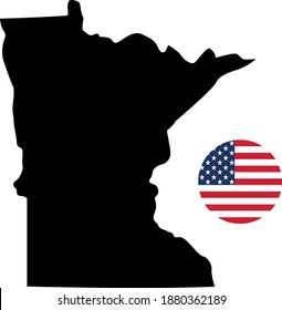 vector illustration of Minnesota map with American flag