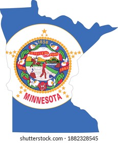 ilustración vectorial del mapa y bandera de Minnesota