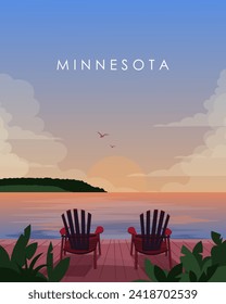 Vector illustration. Minnesota, USA. Poster design, banner, postcard. Flat design.