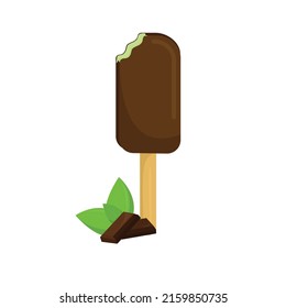 Vector Illustration Of Mint Ice Cream With Chocolate