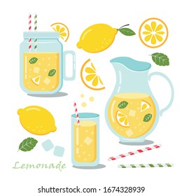 Vector illustration. Mint Lemonade. Summer