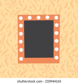 Vector illustration of mirror with bulbs for makeup