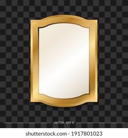 Vector illustration of mirror and gold icon. Realistic design for interior furniture. Reflective glass surfaces are insulated.