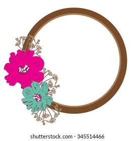 vector illustration of a mirror with vintage flowers