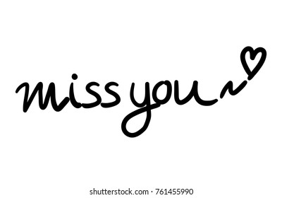 Vector Illustration Miss You Lettering Text Stock Vector (Royalty Free ...