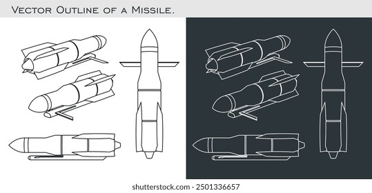 Ilustración vectorial del misil sobre un fondo transparente