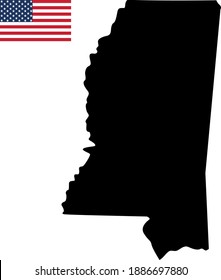 vector illustration of Mississippi map with American flag