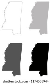 vector illustration of Mississippi maps
