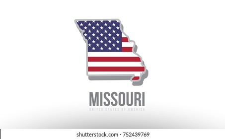 Vector illustration of missouri county state with US united states flag as a texture suitable for a map logo or design purposes
