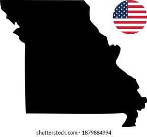 ilustración vectorial del mapa de Misuri con bandera estadounidense