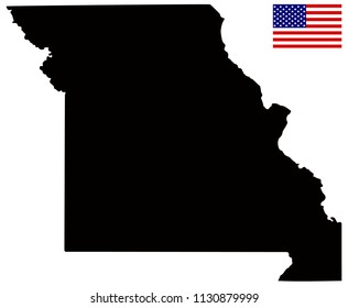 vector illustration of Missouri map with USA flag