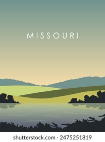 Vector illustration. Missouri. USA. Modern design. Poster, banner, postcard, cover design. Nature. Trips.