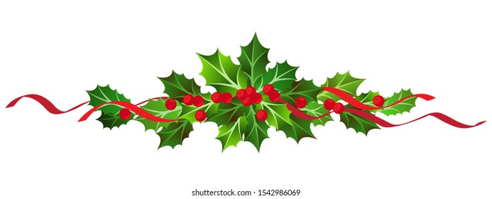 vector illustration of  mistletoe christmas composition on white background