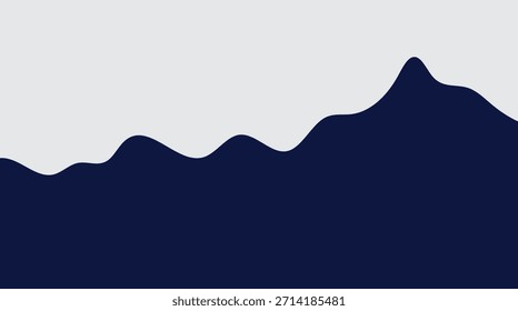 Vektorgrafik einer nebligen Silhouette der Bergkette bei Sonnenaufgang mit Gipfeln, Hügeln, Himmel und Wolken