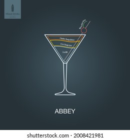 Vektorgrafik. Gemischte alkoholische Getränke. ABBEY-Cocktail