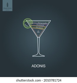 Vector illustration. Mixed alcohol drink. Cocktail