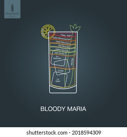Vector illustration. Mixed alcohol drink. Cocktail