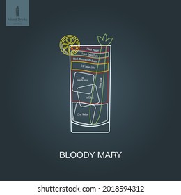 Vector illustration. Mixed alcohol drink. Cocktail