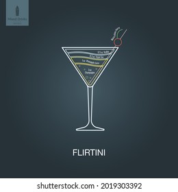 Vector illustration. Mixed alcohol drink. Cocktail