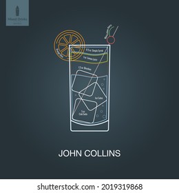 Vector illustration. Mixed alcohol drink. Cocktail
