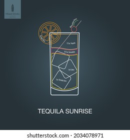 Vector illustration. Mixed alcohol drink. Cocktail