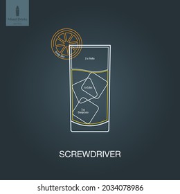Ilustración vectorial. Bebida de alcohol mixta. Cóctel