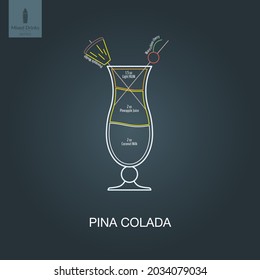 Vector illustration. Mixed alcohol drink. Cocktail