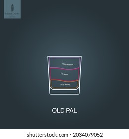 Ilustración vectorial. Bebida de alcohol mixta. Cóctel