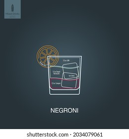 Vector illustration. Mixed alcohol drink. Cocktail