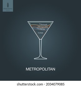 Ilustración vectorial. Bebida de alcohol mixta. Cóctel