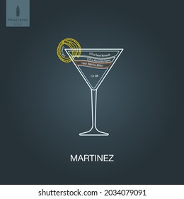 Ilustración vectorial. Bebida de alcohol mixta. Cóctel