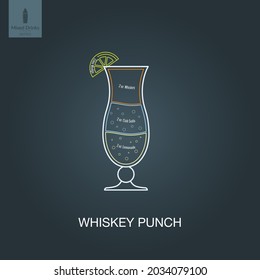 Vector illustration. Mixed alcohol drink. Cocktail