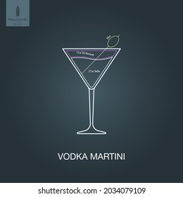 Ilustración vectorial. Bebida de alcohol mixta. Cóctel