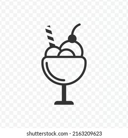 Vector Illustration Of Mixed Fruit Ice Dessert Icon In Dark Color And Transparent Background(png).